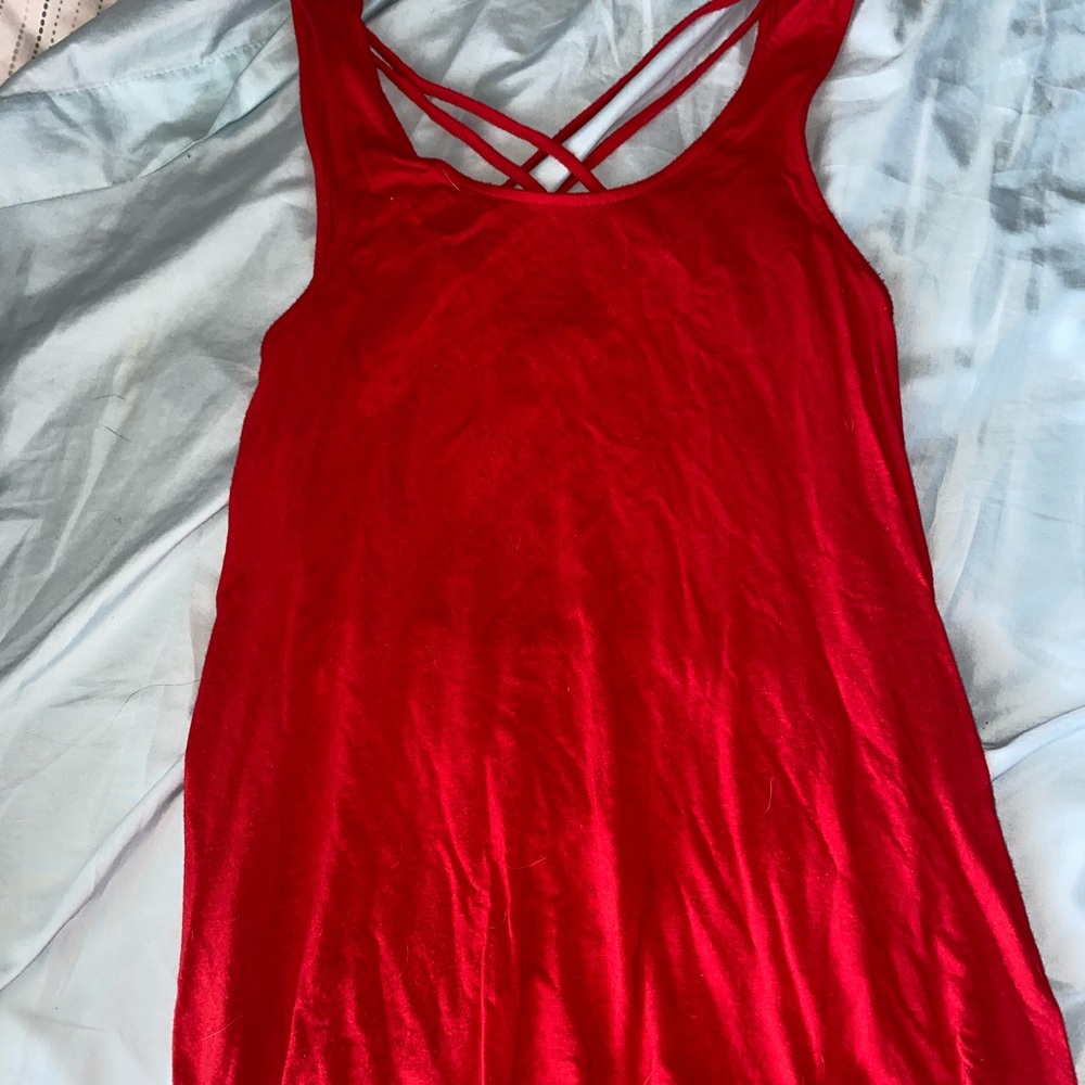 Red strappy back tank